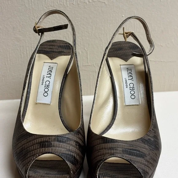 Jimmy Choo Dark Brown Slingback Heels - Picture 2 of 6